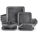 Axyaa 12/24-Piece Square Dinnerware Set for 4 with Plates and Bowls