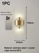 Axyaa Nordic Crystal Wall Lamp: Stainless Steel Black Gold LED Lighting for Home Decor