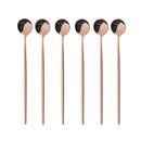 Axyaa Stainless Steel Long Spoon Set for Dessert Coffee Tea Stirring