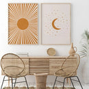 Axyaa Geometric Sun Moon Stars Canvas Print for Modern Bohemian Nursery Wall Art