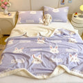 Axyaa Cartoon Bowknot Coral Fleece Blanket: Thick, Warm for Bed, Sofa, Nap