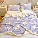 Axyaa Cartoon Bowknot Coral Fleece Blanket: Thick, Warm for Bed, Sofa, Nap