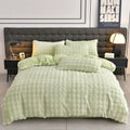 Axyaa Velvet Bedding Set: Duvet Cover, Comforter, Sheet, Pillowcase - 4pc Set