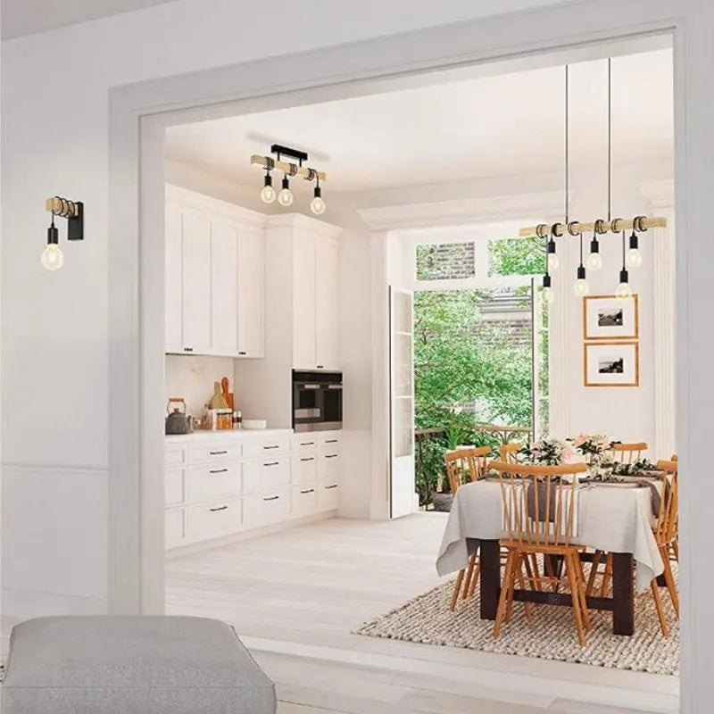 Axyaa Wood Chandelier Light: Modern, Solid, Elegant Ceiling Pendant for Dining, Living Room