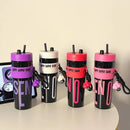 Axyaa 900ml Sports Water Bottle With Straw Keychain, Leakproof Plastic Tumbler