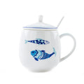 Axyaa Blue Fish Milk Cup - Real Bone  Ceramic Anime Mug