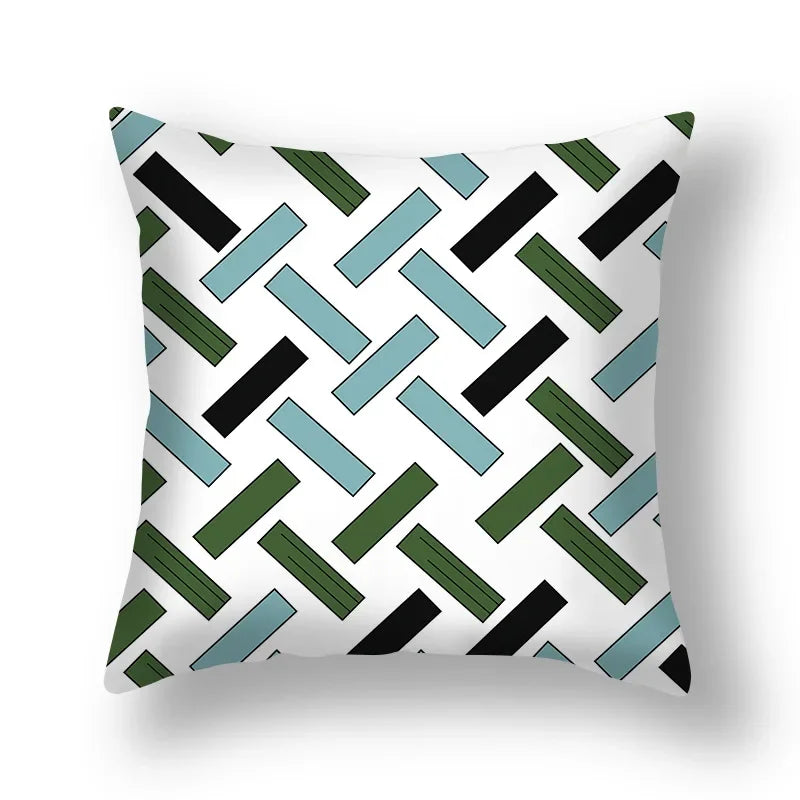 Axyaa Pink Gold Geometry Polyester Pillow Case 45*45cm Square
