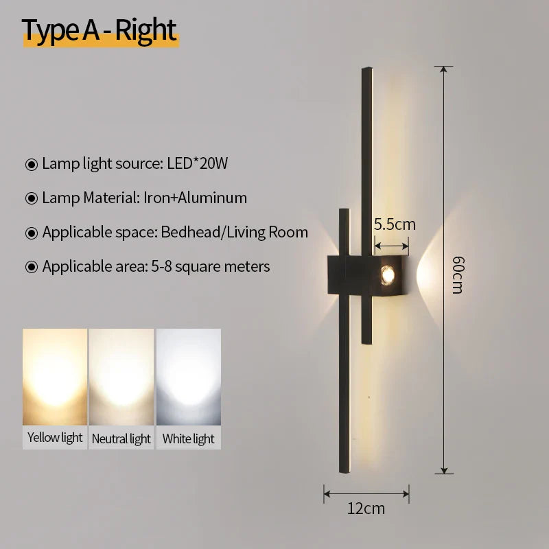 Axyaa Modern Black Wall Lamp Set - Ideal for Living Room, Bedroom, Corridor