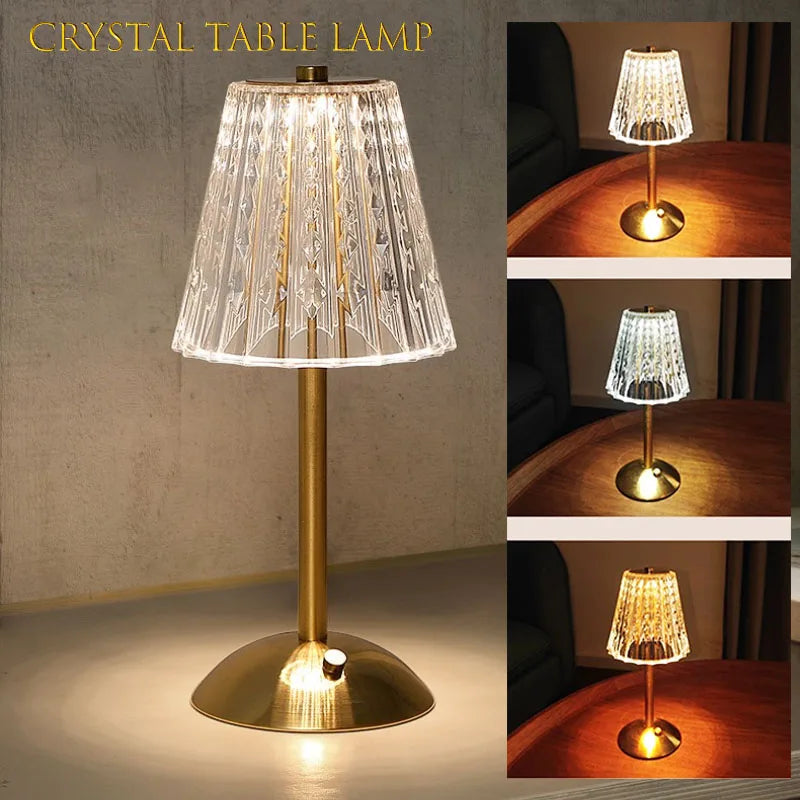 Axyaa Crystal Diamond Touch Sensor Cordless Table Lamp