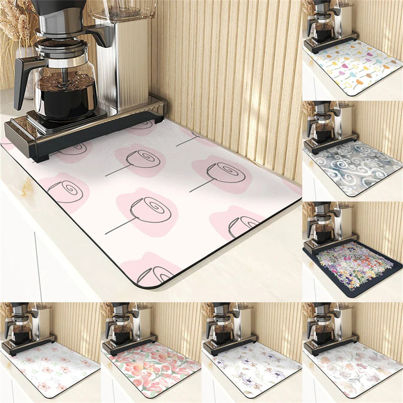 Axyaa Flowers Silicone Drying Mat: Non-Slip Kitchen Table Decor & Protection