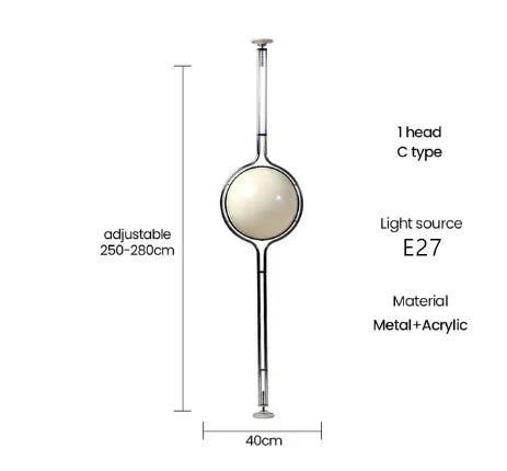 Axyaa Chrome Metal Acrylic Ball Floor Lamp White - Stylish Living Room Decor