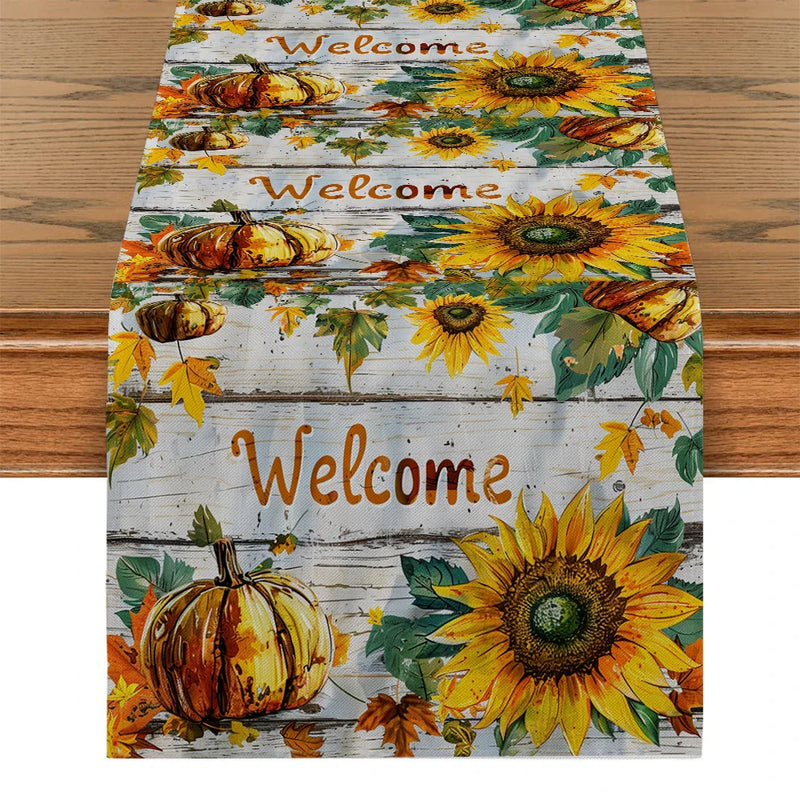 Sunflower Wood Table Runner for Axyaa Brand Dining Décor