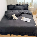 Axyaa European Simple Large Family Bedding Set with Quilt Cover, Pillow Cover, and Bed Sheet