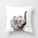 Cute Animals Print Decor Pillowcase by Axyaa - Pink Flower Theme
