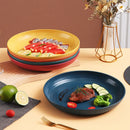 Axyaa Round Wheat Straw Plates Set for Dining & Microwave - Unbreakable & Stackable
