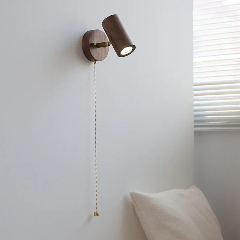 Axyaa Adjustable Bedside Wall Lamp LED Walnut Wood Color