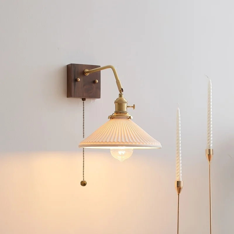 Axyaa Nordic LED Wall Sconce Pull Chain Switch Mirror Light Fixtures