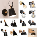 Axyaa Nordic Wooden Wall Light Black Modern E27 LED Sconce