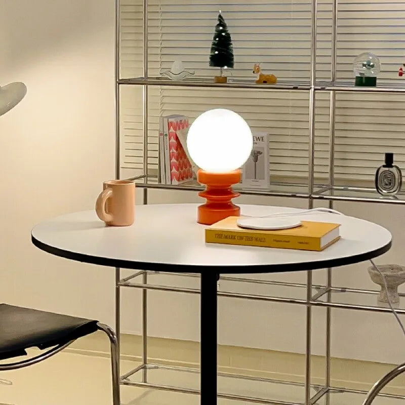 Axya Retro Orange Wood Glass Table Lamp for Bedroom Atmosphere - Korean Design