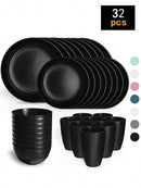 Axyaa 24-Piece Reusable Plastic Tableware Set for Family Picnics and School