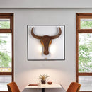 Axyaa Wooden Animal Head Wall Light, Modern Nordic Bull Elephant Lamp for Home Decor