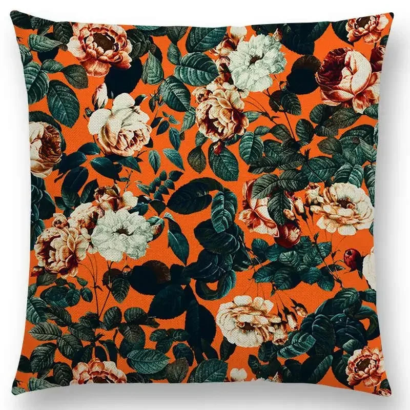Axyaa Botanical Garden Floral Leaves Print Pillow Case Cover
