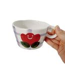 Axyaa Hand-painted Ceramic Strawberry Flower Coffee Mug, 300ml