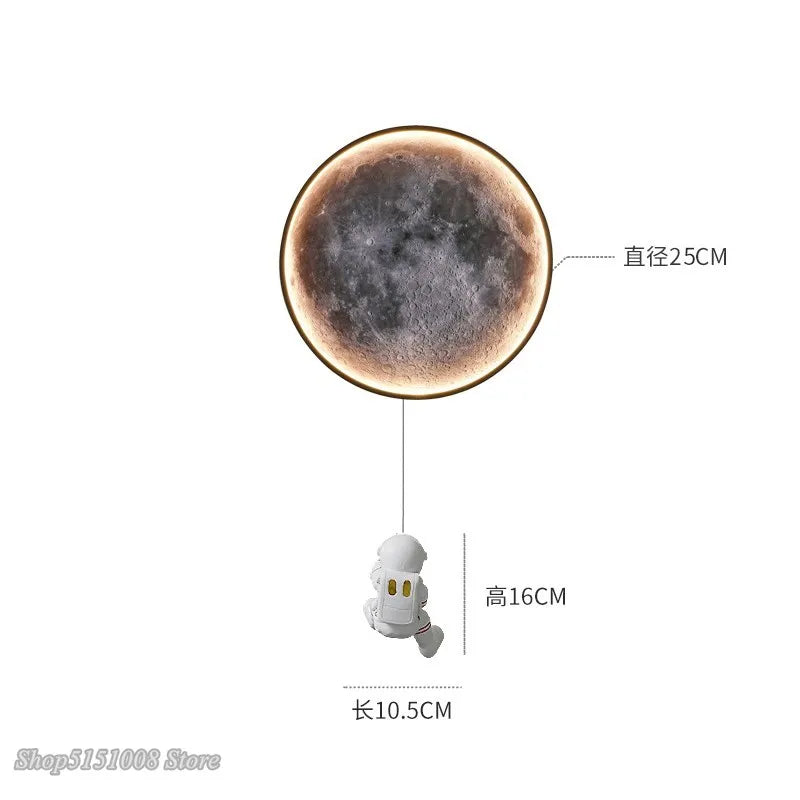 Axyaa Moon Astronaut LED Wall Lamp for Bedroom, Kids Room, TV Background