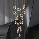 Axyaa Crystal Stair Chandelier: Modern LED Ceiling Light for Living Room