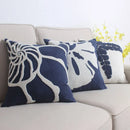 Axyaa Navy Starfish Shell Embroidered Cotton Pillow Cover 45x45cm