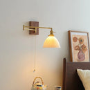 Axyaa Modern LED Wall Lights Walnut Ceramic Nordic Bedside Lamp