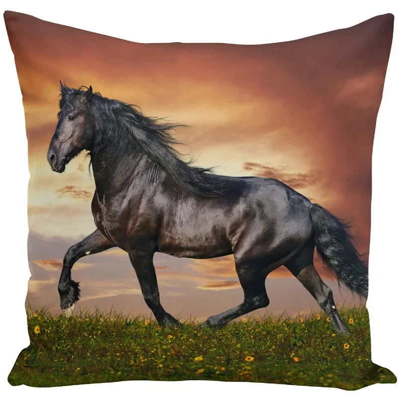 Animal Horse Printed Cushion Cover by Axyaa - Sofa Decor Pillowcase