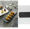 Axyaa 14" Rock Grain Rectangular Ceramic Sushi Plate - Black & White