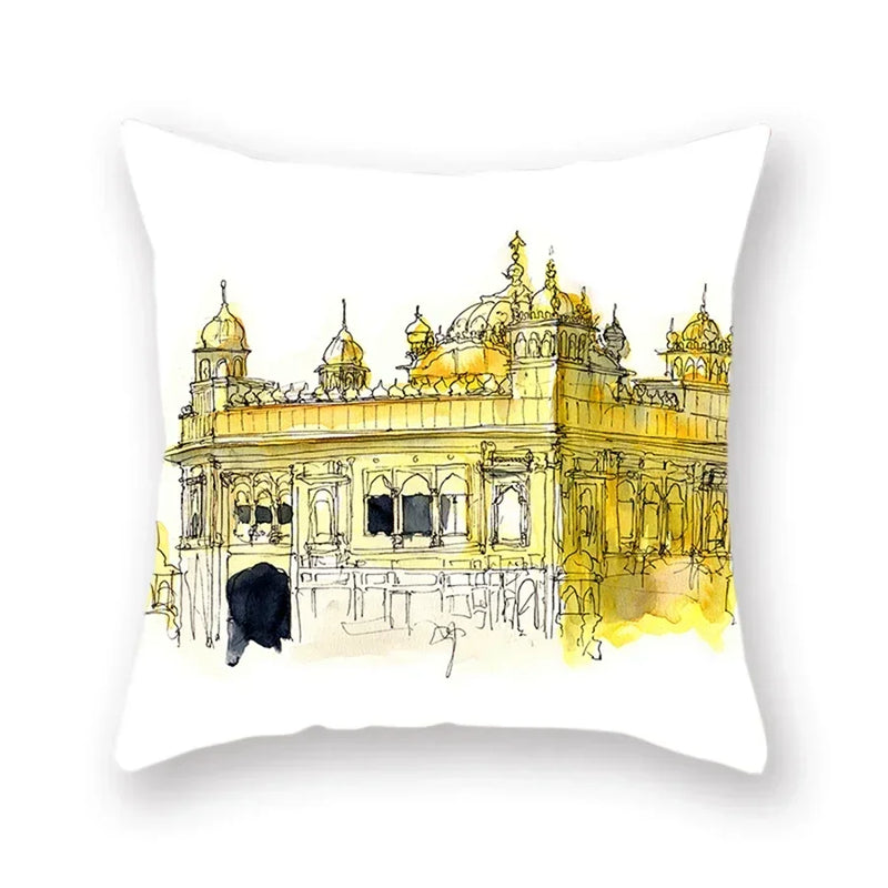 Axyaa World Buildings Printed Cushion Covers
