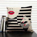 Axyaa Linen Cushion Cover in Black and White for Chic Home Decor