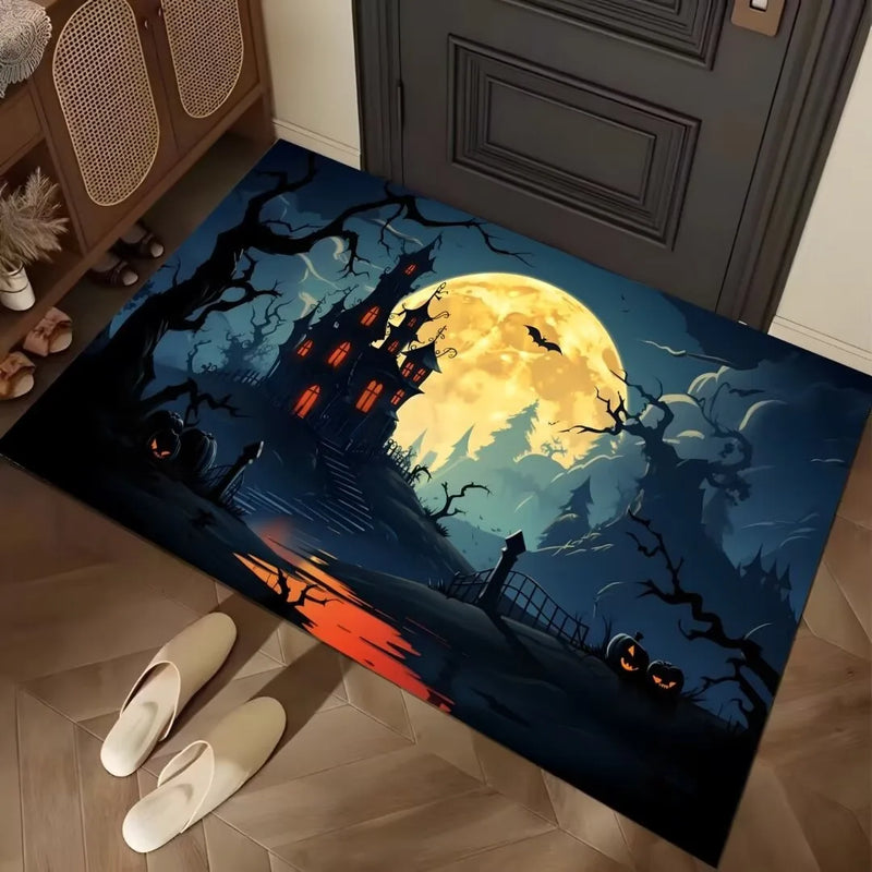 Axyaa Halloween Night Floor Mat - Horror Pumpkin Ghost Design