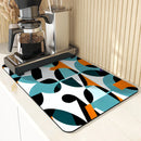 Geometric Color Blocks Kitchen Drying Mat by Axyaa