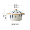 Axyaa Double Ear Ceramic Bowl with Lid for Kids and Food Storage