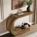 Axyaa Mid-Century Modern C-Shaped Console Table, 43.3" Wood Entryway Accent Table