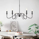 Axyaa Retro Black Iron Candle Chandelier: Elegant Country Style Room Lighting