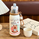 Capibara Thermos Bottle with Straw, Stainless Steel Insulated Kids Cup - Axyaa