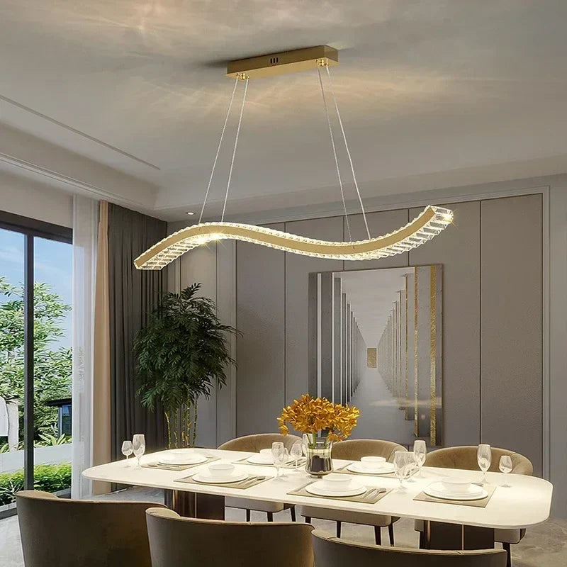 Axyaa Crystal Pendant LED Chandelier for Luxury Dining Room Decor