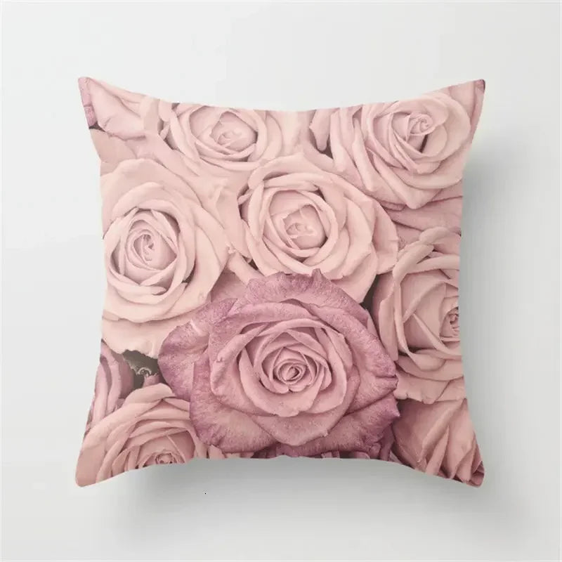 Rose Flowers Cushion Cover 45x45cm Nordic Style Home Decor Throw Pillow Axyaa