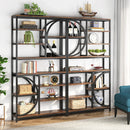 Axyaa 8 Tier Industrial Bookshelf, 77" Tall Open Etagere Bookcase for Living Room
