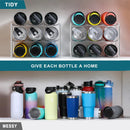 Axyaa Stackable Water Bottle Organizer for Cabinet – Clear Plastic Kitchen Storage Holder