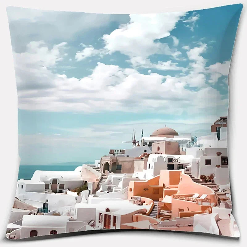 Axyaa Santorini Series Pattern Pillowcase Square Cushion Cover Home Sofa Decor