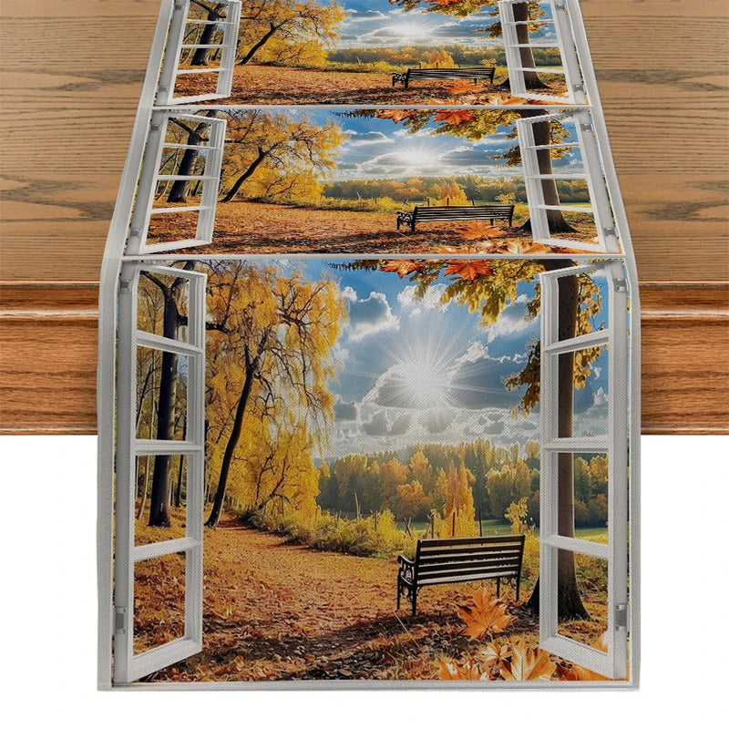 Axyaa Autumn Farmhouse Table Runner for Kitchen Dining Decor