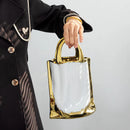 Axyaa Gold Handbag Vase: Stylish Ceramic Floral Arrangement & Terrarium Home Décor