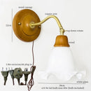 Axyaa Vintage Glass LED Wall Lamps, Japanese Style Pull Chain Copper Sconce