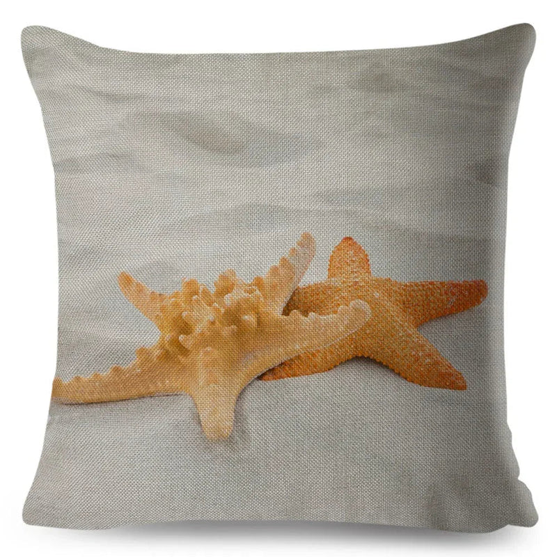 Axyaa Starfish Print Linen Pillowcase for Home & Car Decor